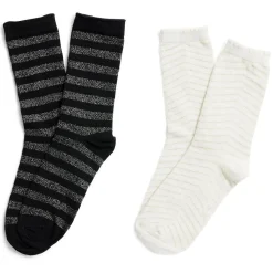 Hot Gifi Lot 2 paires de chaussettes femme fils métallisés - Beige
