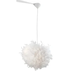 Gifi Luminaire à suspension filaire boule à plumes blanc