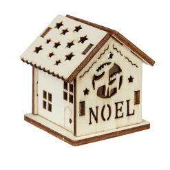 Gifi Jeux Créatifs<Maison de Noël ajourée motif et inscription à décorer en bois x2