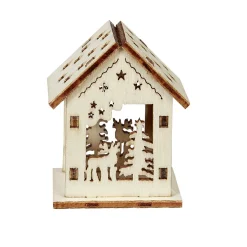 Gifi Jeux Créatifs<Maison de Noël ajourée motif et inscription à décorer en bois x2