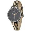 Gifi Montre bracelet simili léopard à cadran rond