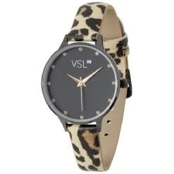 Gifi Montre bracelet simili léopard à cadran rond