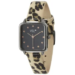 New Gifi Montre bracelet simili léopard à cadran carré