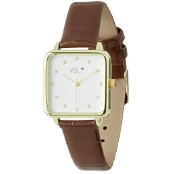 Online Gifi Montre bracelet simili marron croco à cadran carré