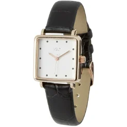 Hot Gifi Montre bracelet simili noir croco à cadran carré