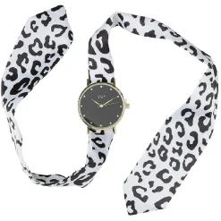 Discount Gifi Montre bracelet tissu léopard à cadran rond