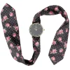 Online Gifi Montre bracelet tissu noir motif fleur rose à cadran rond
