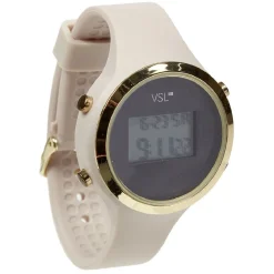 New Gifi Montre à cadran digital noir doré bracelet beige