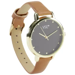 Online Gifi Montre à cadran doré bracelet camel