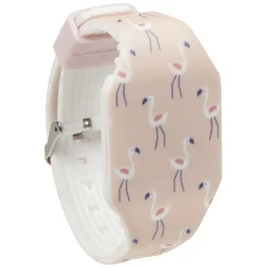 Discount Gifi Montre LED chiffres invisibles silicone motif Flamant rose