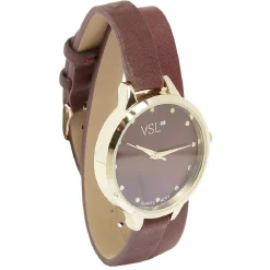 Discount Gifi Montre ronde au bracelet double bordeaux et or