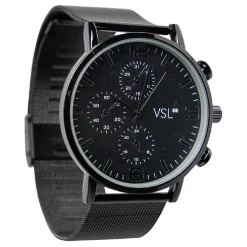 Hot Gifi Montre ronde bracelet milanais métal noir