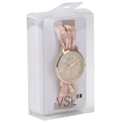 New Gifi Montre saumon et blanc motif fleur