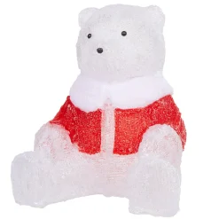 Gifi Ours lumineux assis blanc et rouge à poser 60 LED