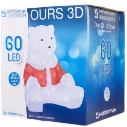 Gifi Ours lumineux assis blanc et rouge à poser 60 LED