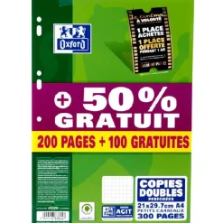 300 PAGES DOUBLES PERFOREES OXFORD*Gifi Online