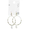 Sale Gifi Paire de boucles d'oreilles créoles avec perles et pampille blanc et doré