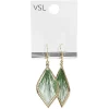 Discount Gifi Paire de boucles d'oreilles crochets métal doré forme feuille fil vert clair