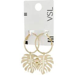 New Gifi Paire de boucles d'oreilles Créoles feuille palmier