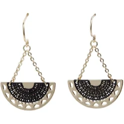 Hot Gifi Paire de boucles d'oreilles décor filigrane noir doré