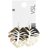 Hot Gifi Paire de boucles d'oreilles forme feuille monstera dorée