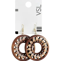 New Gifi Paire de boucles d'oreilles métal et bois