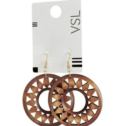 New Gifi Paire de boucles d'oreilles métal et bois