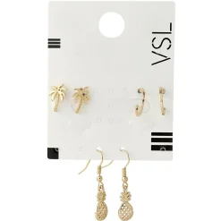 Discount Gifi Paire de boucles d'oreilles palmier et ananas x3