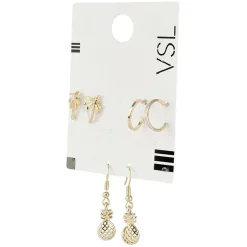 Discount Gifi Paire de boucles d'oreilles palmier et ananas x3