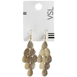 Gifi Paire de boucles d'oreilles pendantes pampilles doré pailleté