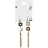 Gifi Paire de boucles d'oreilles pendantes fleurs et chaînes métal doré