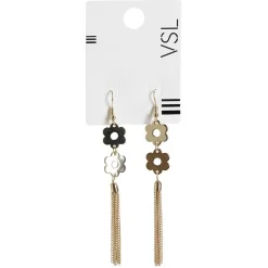 Gifi Paire de boucles d'oreilles pendantes fleurs et chaînes métal doré