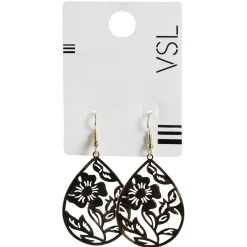 Gifi Paire de boucles d'oreilles pendantes fleur filigrane métal doré