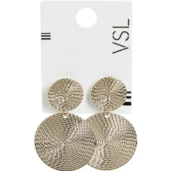 Online Gifi Paire de boucles d'oreilles pendantes ronds métal martelé doré