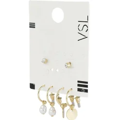 Clearance Gifi Paire de boucles d'oreilles Perle et Médaille x3