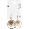 Gifi Paire de boucles d'oreilles rondes pendantes métal filigrane doré