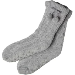 Online Gifi Paire de chausettes intérieur Femme gris avec pompons