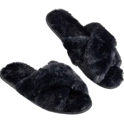 Discount Gifi Paire de chaussons à brides croisées femme noir
