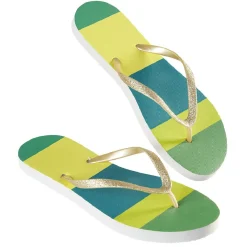 Sale Gifi Paire de tongs Femme rayé vert bleu jaune T36/37