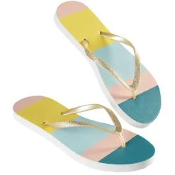 New Gifi Paire de tongs Femme rayé vert rose bleu jaune T36/37