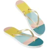 Clearance Gifi Paire de tongs Femme rayé vert rose bleu jaune T40/41