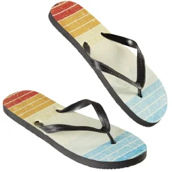 Hot Gifi Paire de tongs Homme rayé bleu jaune rouge T42/43