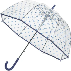 Best Gifi Parapluie canne transparent à pois bleus