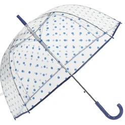 Best Gifi Parapluie canne transparent à pois bleus