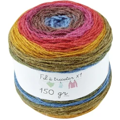Gifi Pelote de fil à tricoter toupie acrylique multicolore 150g
