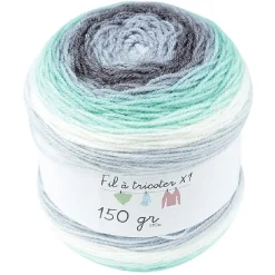 Gifi Pelote de laine toupie ton gris et vert 510m