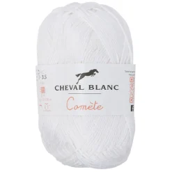 Gifi Pelote fil à tricoter coton et acrylique blanc 50g
