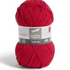 Gifi Pelote fil à tricoter 110m Salsa Cheval Blanc coton et acrylique rouge 50g