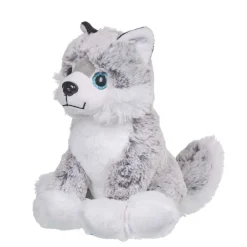 Gifi Eveil<Peluche Husky blanc et gris aux yeux bleus