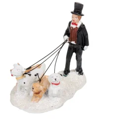 Gifi Personnage avec chiens pour village de Noël